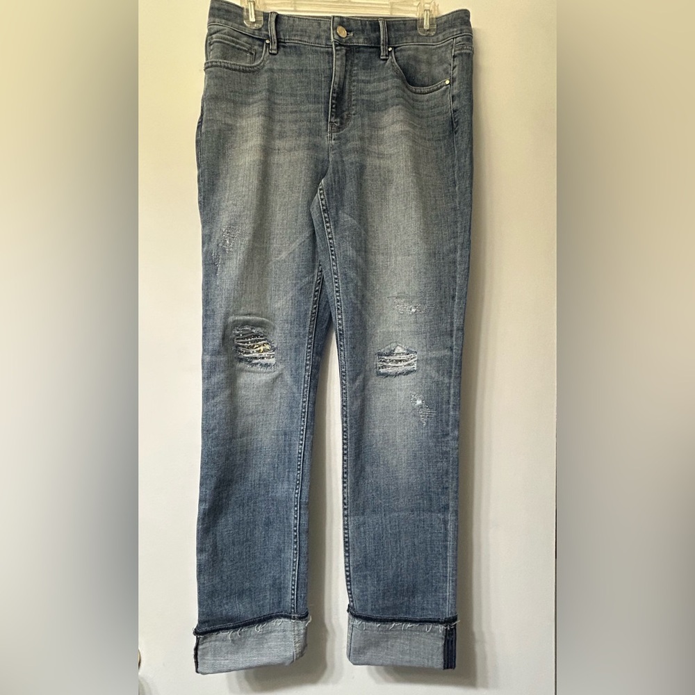 White House Black Market Women The Slim Distressed High Rise Denim Jeans 8R NWT